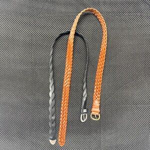 Braided Leather Belts - Black and Cognac Brown